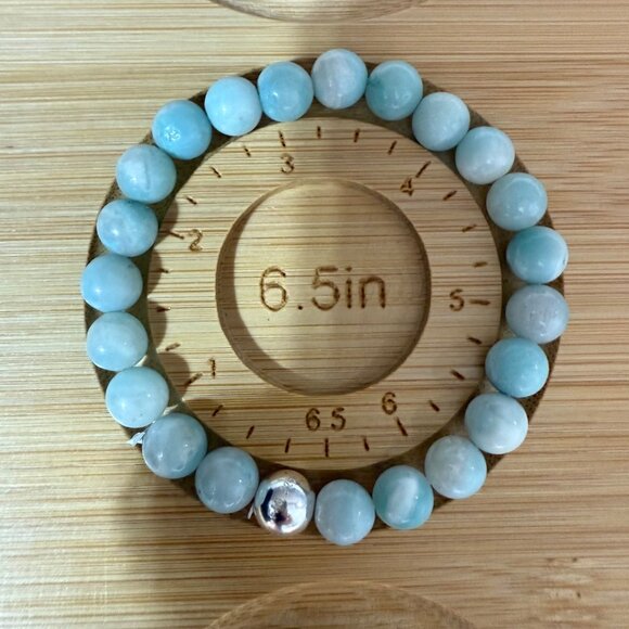 Amazonite‎ Gemstone Bracelet With Sterling Silver Bead - Picture 8 of 8